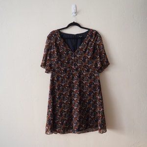Madewell Orchard Flutter-Sleeve Dress in Floral Prairie Blossoms sz 14